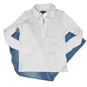 NWT J. Crew Light Blue Ribbed Polo Long Sleeve T-Shirt